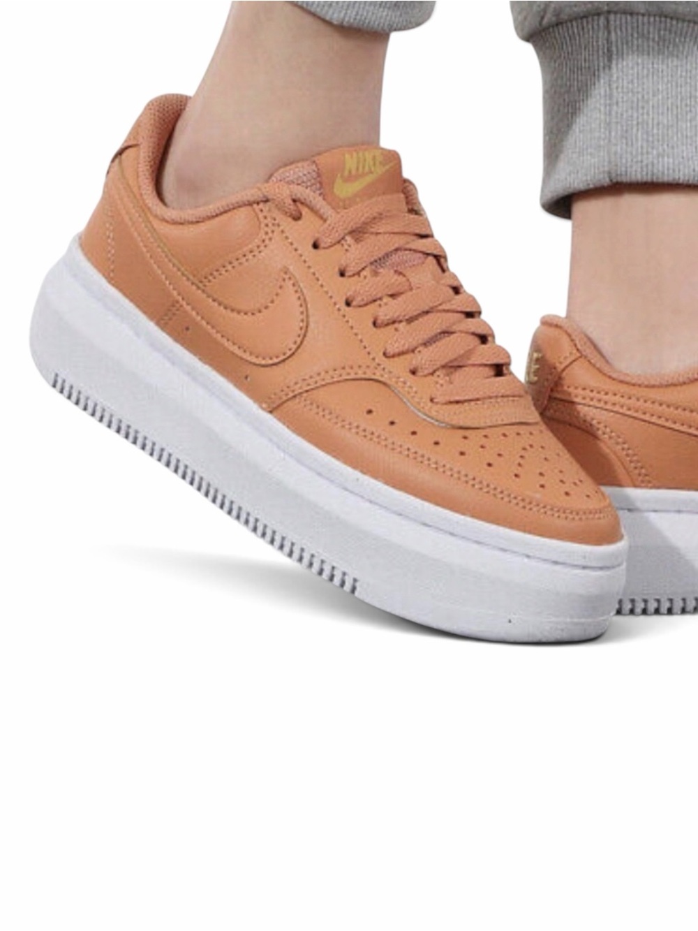 Nike Court Vision Alta Leather Platform Sneaker Light Cognac Women’s Size 7